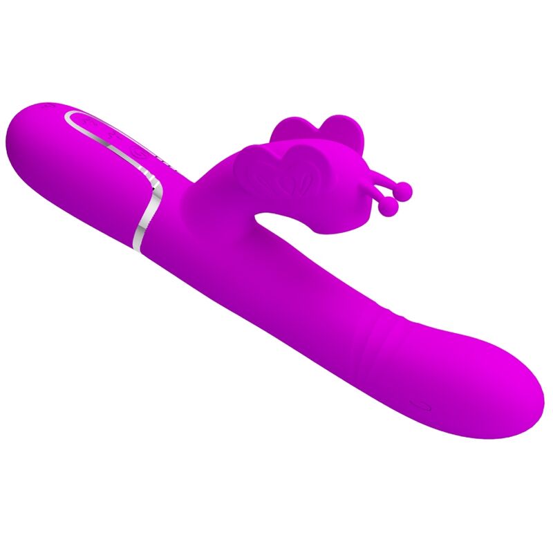 PRETTY LOVE - VIBRATORE MULTIFUNZIONE RABBIT 4 IN 1 FARFALLA FUCSIA – Vibratori di coniglio – foto 5