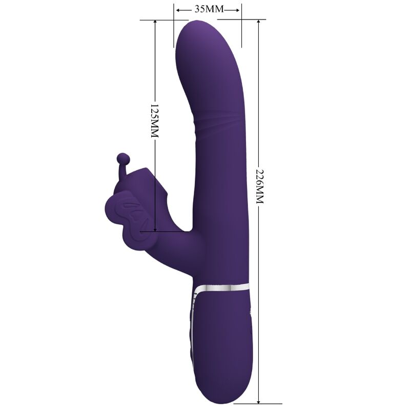 PRETTY LOVE - VIBRATORE MULTIFUNZIONE RABBIT 4 IN 1 FARFALLA VIOLA – Vibratori di coniglio – foto 7