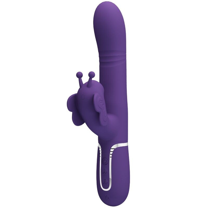 PRETTY LOVE - VIBRATORE MULTIFUNZIONE RABBIT 4 IN 1 FARFALLA VIOLA – Vibratori di coniglio