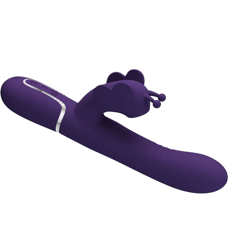 PRETTY LOVE - VIBRATORE MULTIFUNZIONE RABBIT 4 IN 1 FARFALLA VIOLA – Vibratori di coniglio – foto 5