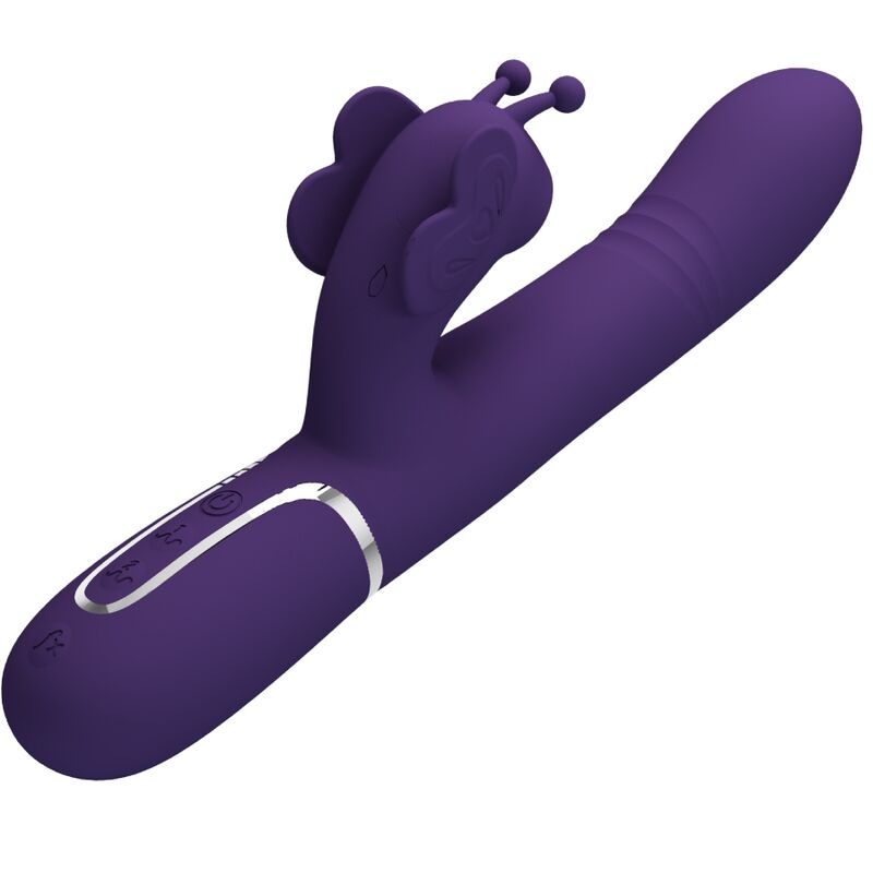 PRETTY LOVE - VIBRATORE MULTIFUNZIONE RABBIT 4 IN 1 FARFALLA VIOLA – Vibratori di coniglio – foto 3