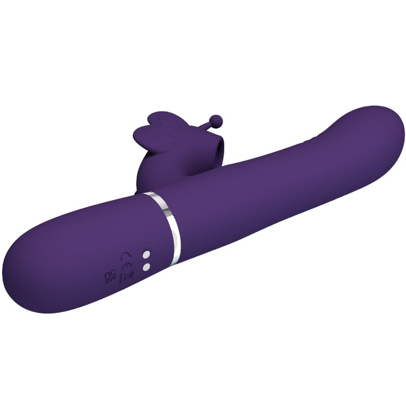 PRETTY LOVE - VIBRATORE MULTIFUNZIONE RABBIT 4 IN 1 FARFALLA VIOLA – Vibratori di coniglio – foto 4