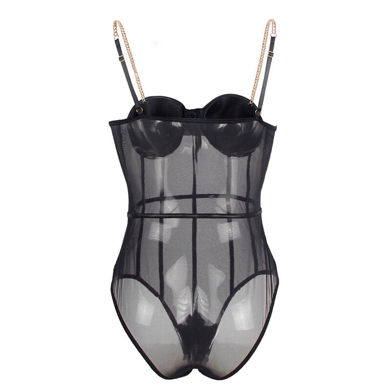 SUBBLIME - BODY CON BRETELLE A CATENA NERA S/M – Body – foto 6