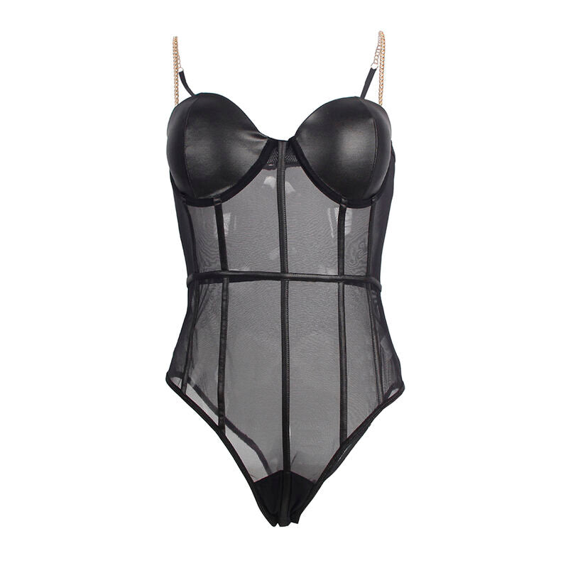 SUBBLIME - BODY CON BRETELLE A CATENA NERA S/M – Body – foto 5
