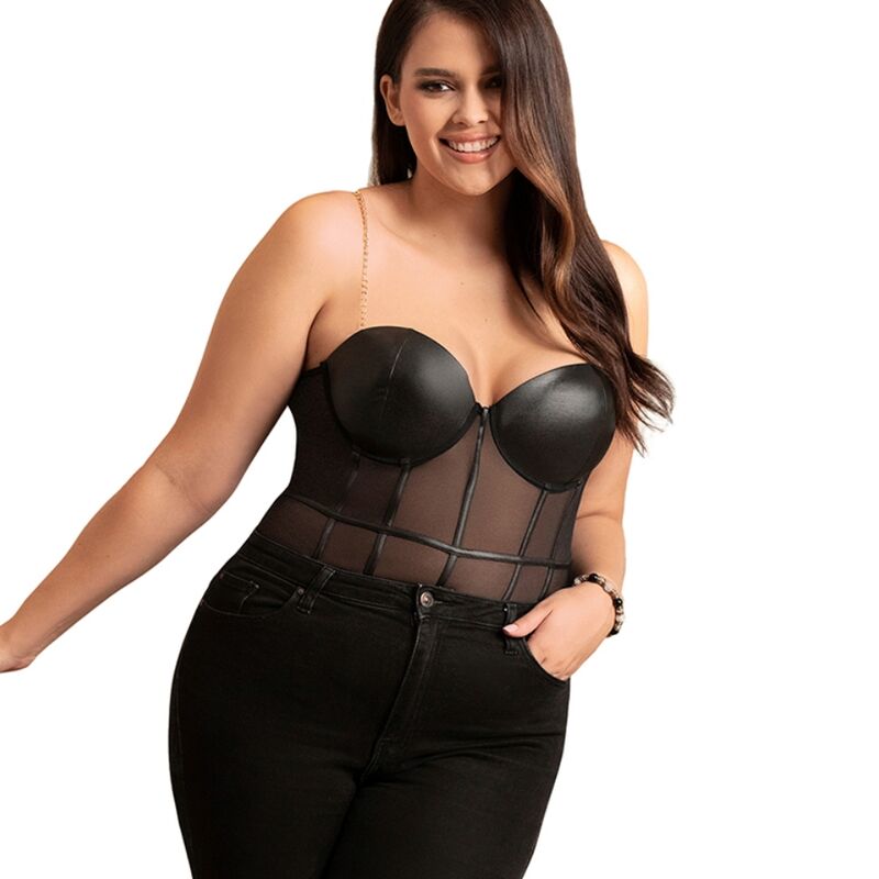 SUBBLIME - BODY CON BRETELLE A CATENA NERA L/XL – Body – foto 3