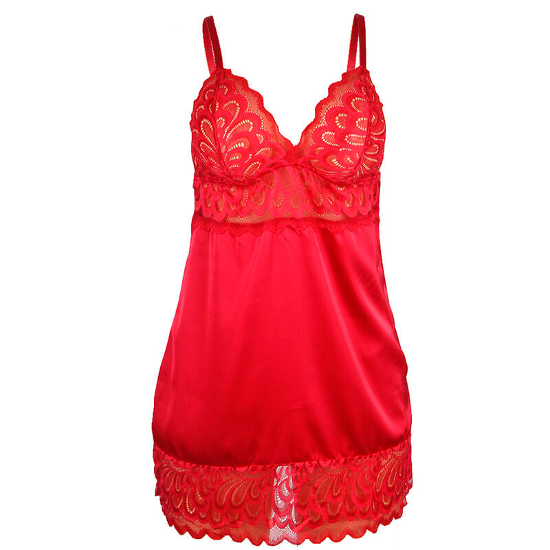 SUBBLIME - BABYDOLL IN RASO CON PIZZO ROSSO L/XL – Babydoll – foto 5