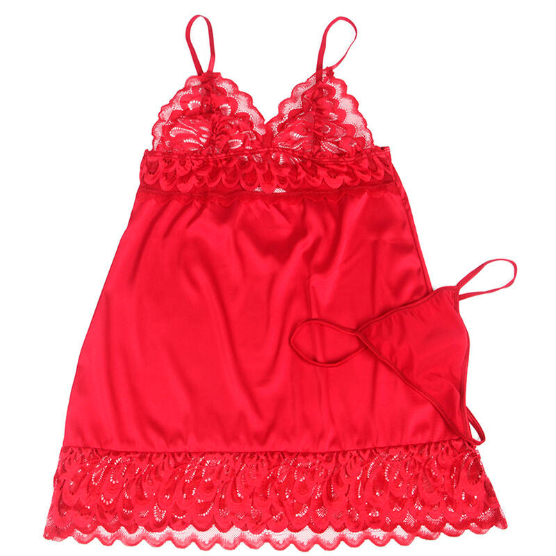 SUBBLIME - BABYDOLL IN RASO CON PIZZO ROSSO L/XL – Babydoll – foto 6