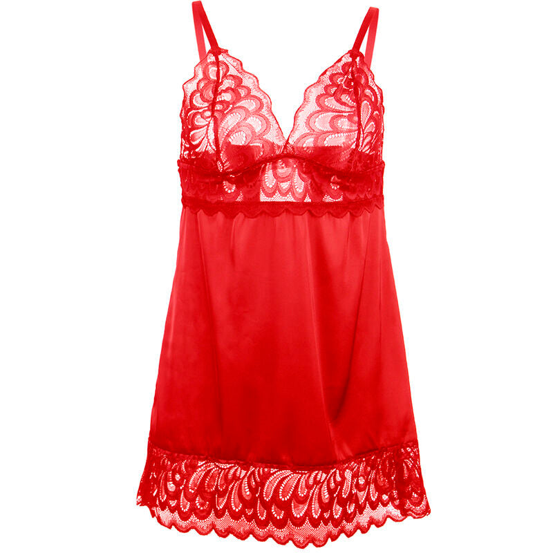 SUBBLIME - BABYDOLL IN RASO CON PIZZO ROSSO L/XL – Babydoll – foto 4