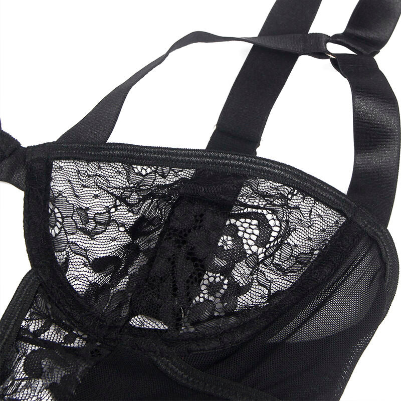 SUBBLIME - ORSACCHIOTTO CON GIARRETTIERA CON DETTAGLIO IN PIZZO E STRISCE NERO S/M – Body – foto 7