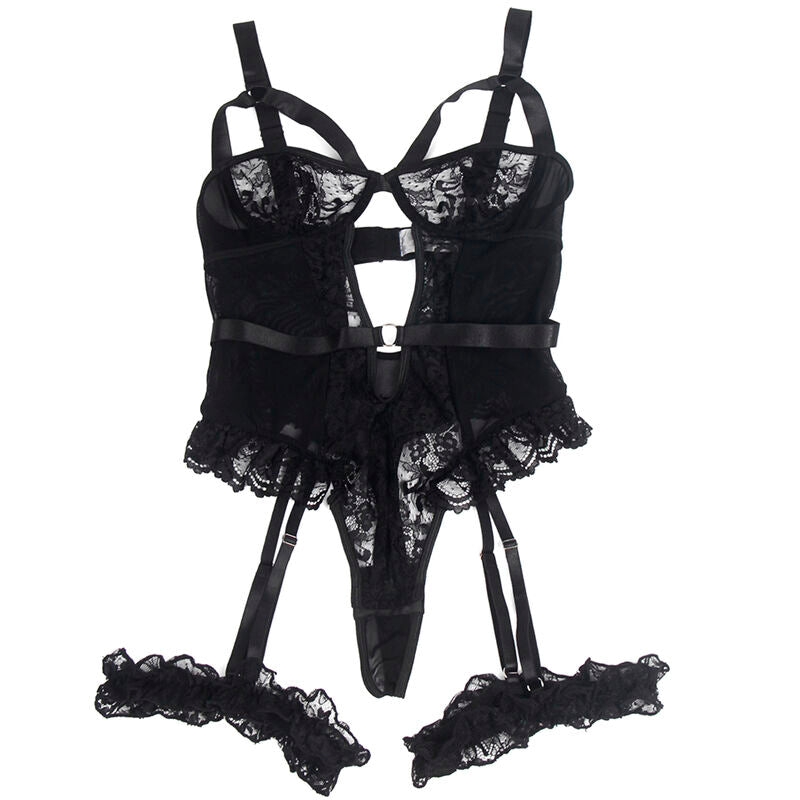 SUBBLIME - ORSACCHIOTTO CON GIARRETTIERA CON DETTAGLIO IN PIZZO E STRISCE NERO S/M – Body – foto 4