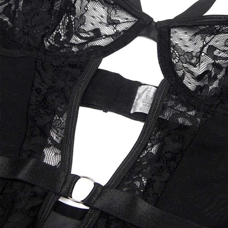 SUBBLIME - ORSACCHIOTTO CON GIARRETTIERA CON DETTAGLIO IN PIZZO E STRISCE NERO S/M – Body – foto 11