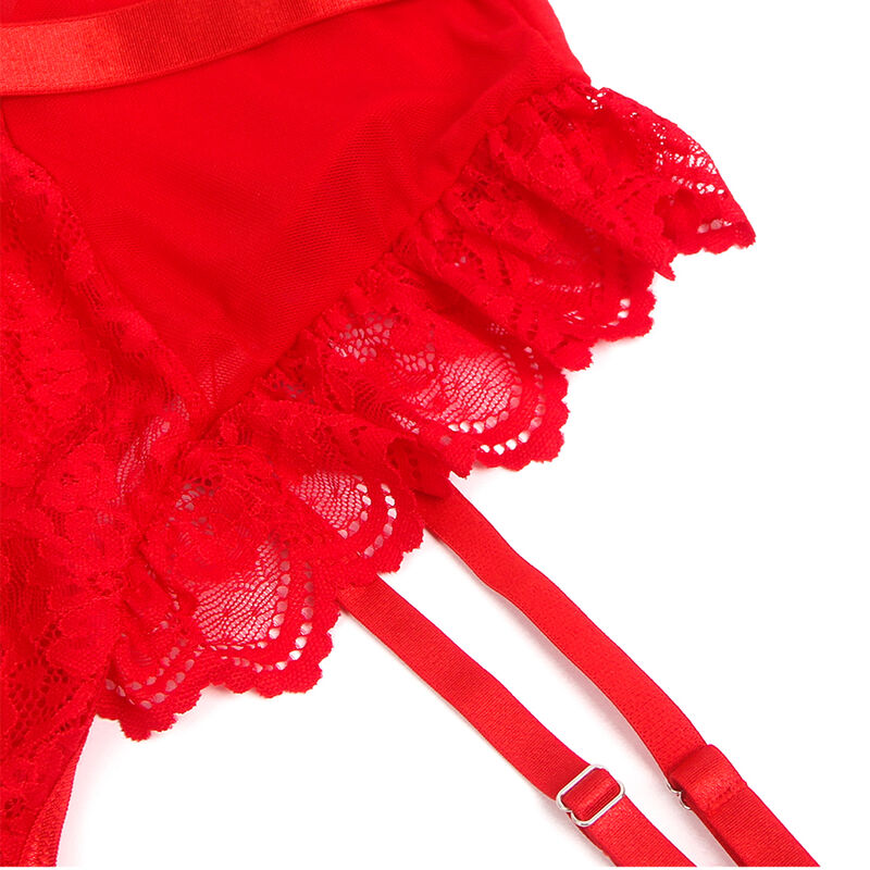 SUBBLIME - ORSACCHIOTTO CON GIARRETTIERA CON DETTAGLIO IN PIZZO E STRISCE ROSSO S/M – Body – foto 10