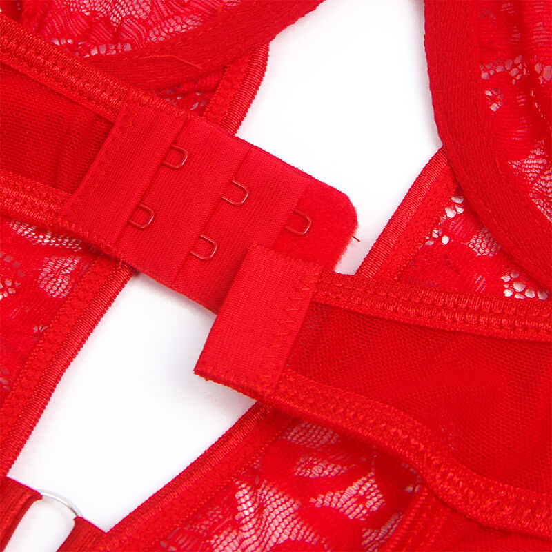 SUBBLIME - ORSACCHIOTTO CON GIARRETTIERA CON DETTAGLIO IN PIZZO E STRISCE ROSSO S/M – Body – foto 8