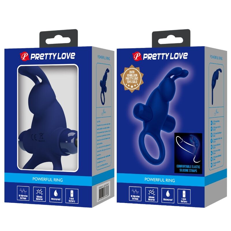PRETTY LOVE - JIRO ANELLO CONIGLIO CON VIBRAZIONE BLU – Cockring con vibrazione – foto 9