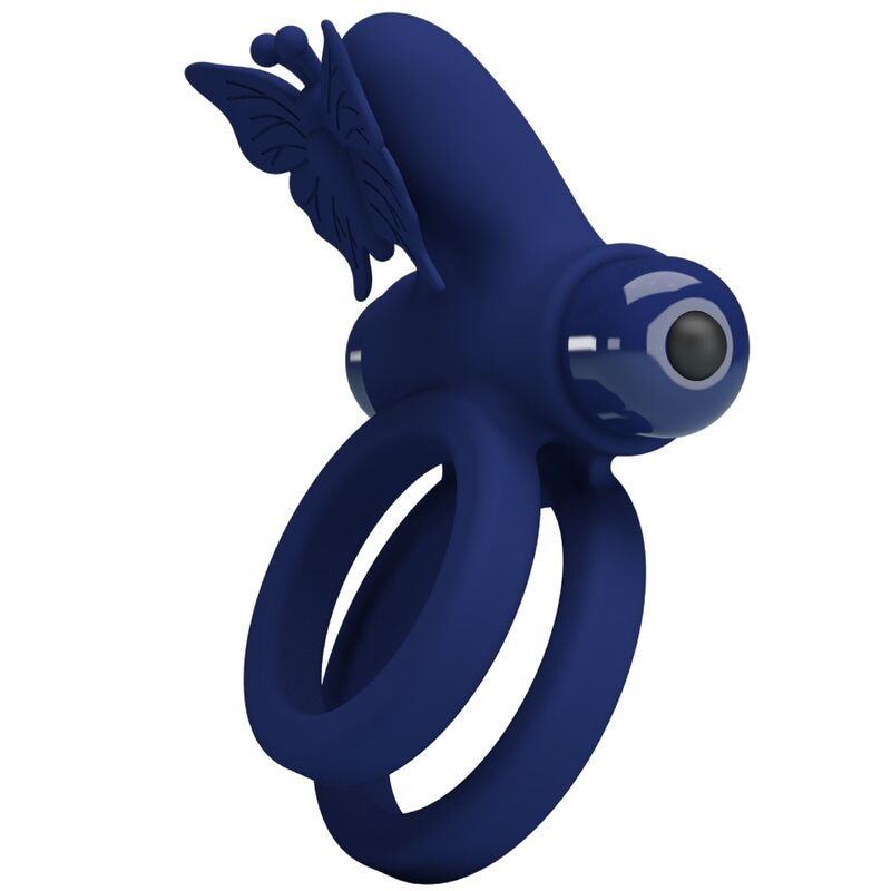 PRETTY LOVE - JAMELE DOPPIO ANELLO CON VIBRAZIONE E STIMOLATORE FARFALLA BLU – Cockring con vibrazione – foto 2