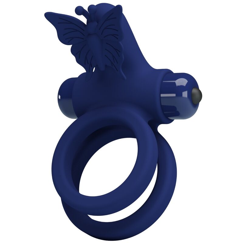 PRETTY LOVE - JAMELE DOPPIO ANELLO CON VIBRAZIONE E STIMOLATORE FARFALLA BLU – Cockring con vibrazione