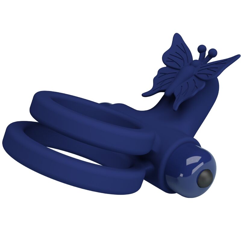 PRETTY LOVE - JAMELE DOPPIO ANELLO CON VIBRAZIONE E STIMOLATORE FARFALLA BLU – Cockring con vibrazione – foto 5
