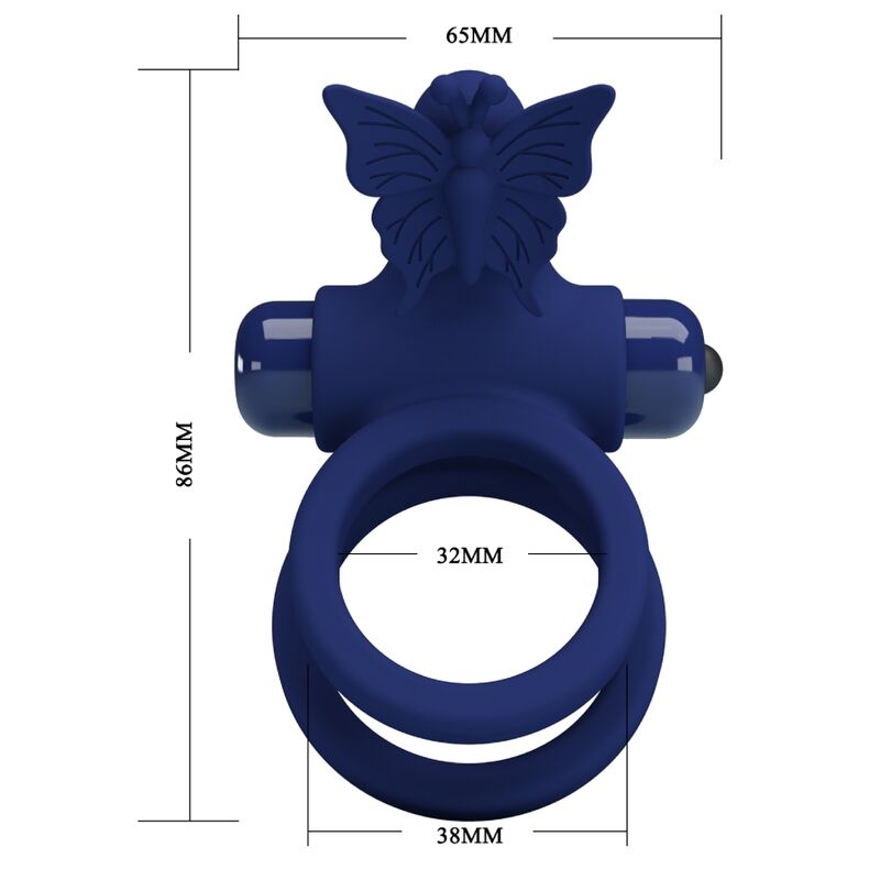 PRETTY LOVE - JAMELE DOPPIO ANELLO CON VIBRAZIONE E STIMOLATORE FARFALLA BLU – Cockring con vibrazione – foto 7