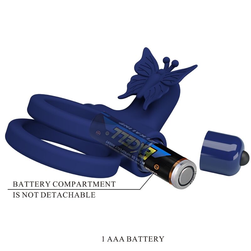PRETTY LOVE - JAMELE DOPPIO ANELLO CON VIBRAZIONE E STIMOLATORE FARFALLA BLU – Cockring con vibrazione – foto 9