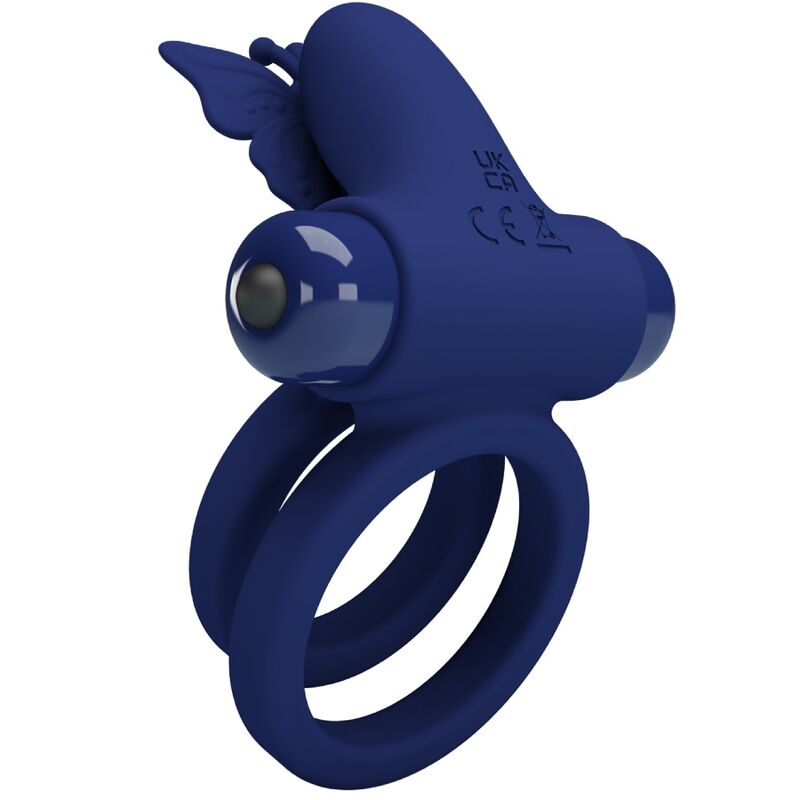 PRETTY LOVE - JAMELE DOPPIO ANELLO CON VIBRAZIONE E STIMOLATORE FARFALLA BLU – Cockring con vibrazione – foto 3