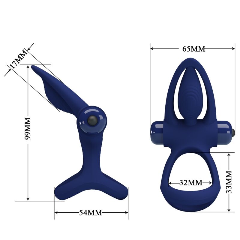 PRETTY LOVE - MAT DOPPIO ANELLO CON VIBRAZIONE E STIMOLATORE BLU – Cockring con vibrazione – foto 7