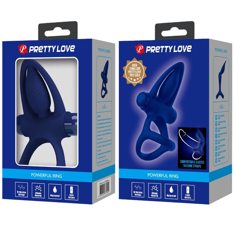 PRETTY LOVE - MAT DOPPIO ANELLO CON VIBRAZIONE E STIMOLATORE BLU – Cockring con vibrazione – foto 10