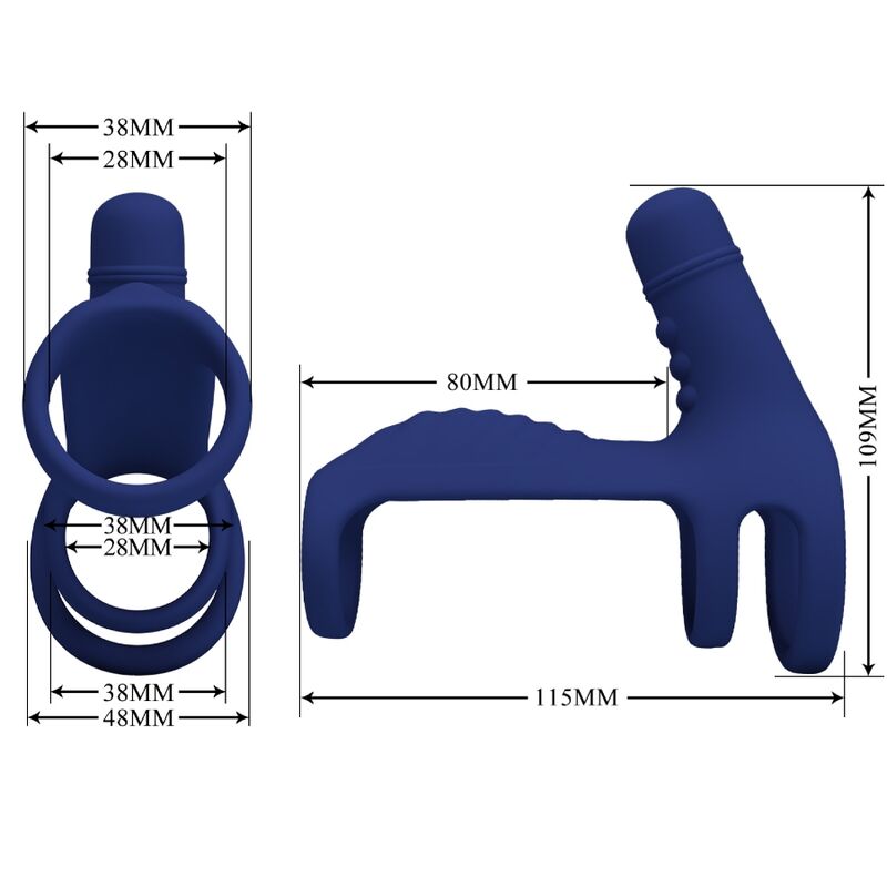 PRETTY LOVE - ANELLO VIBRANTE ELISH CON ESTENSIONE BLU – Cockring con vibrazione – foto 4