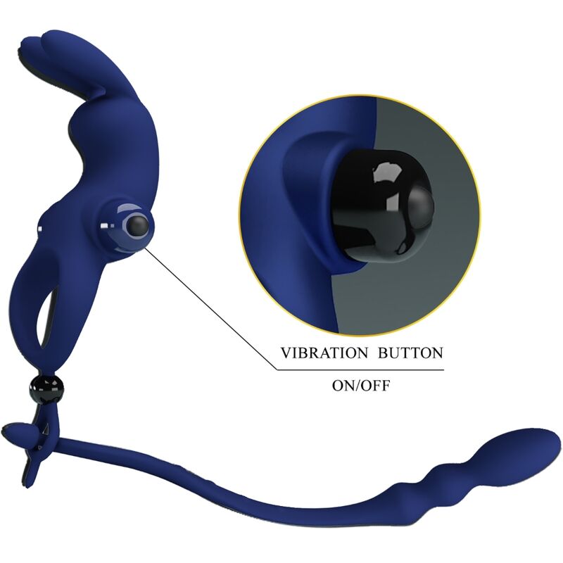 PRETTY LOVE - AYAD ANELLO VIBRATORE RABBIT CON SPINA BLU – Anelli con Spina – foto 10