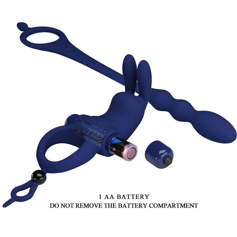 PRETTY LOVE - AYAD ANELLO VIBRATORE RABBIT CON SPINA BLU – Anelli con Spina – foto 9
