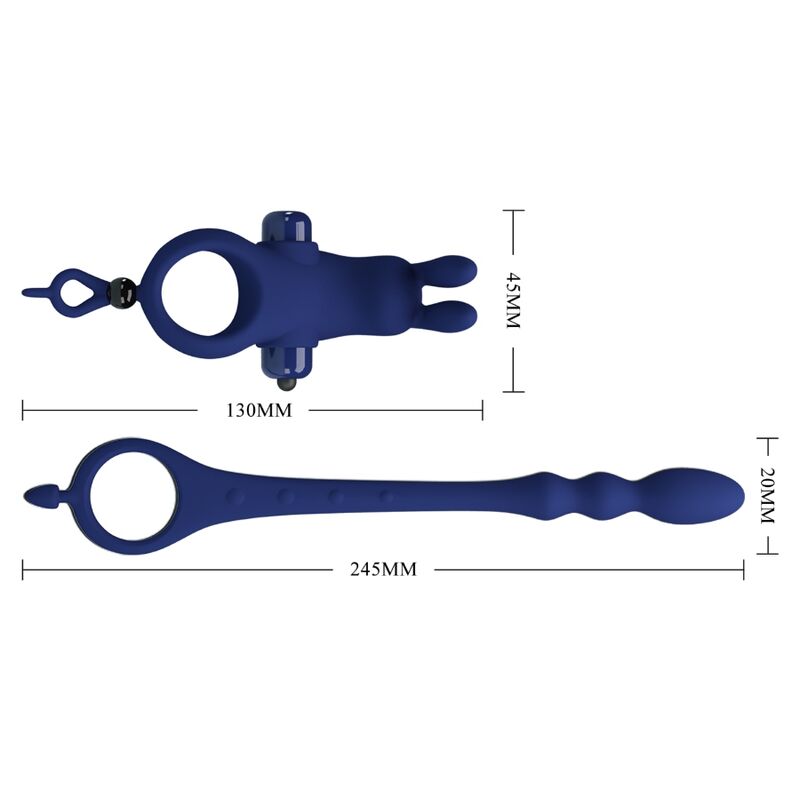 PRETTY LOVE - AYAD ANELLO VIBRATORE RABBIT CON SPINA BLU – Anelli con Spina – foto 8