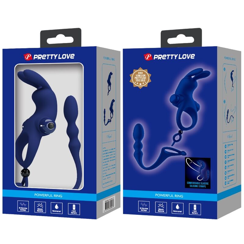 PRETTY LOVE - AYAD ANELLO VIBRATORE RABBIT CON SPINA BLU – Anelli con Spina – foto 11