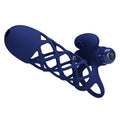 PRETTY LOVE - GIANN ANELLO VIBRATORE CON GUAINA IN SILICONE BLU – Copri pene con estensione