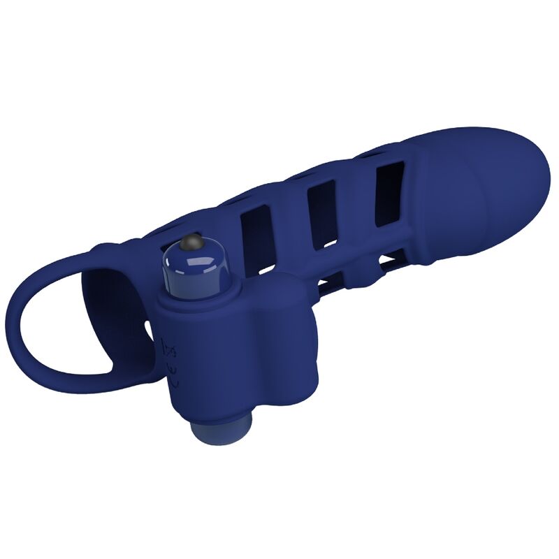 PRETTY LOVE - ALTAF ANELLO VIBRATORE CON GUAINA IN SILICONE BLU – Copri pene con estensione – foto 2