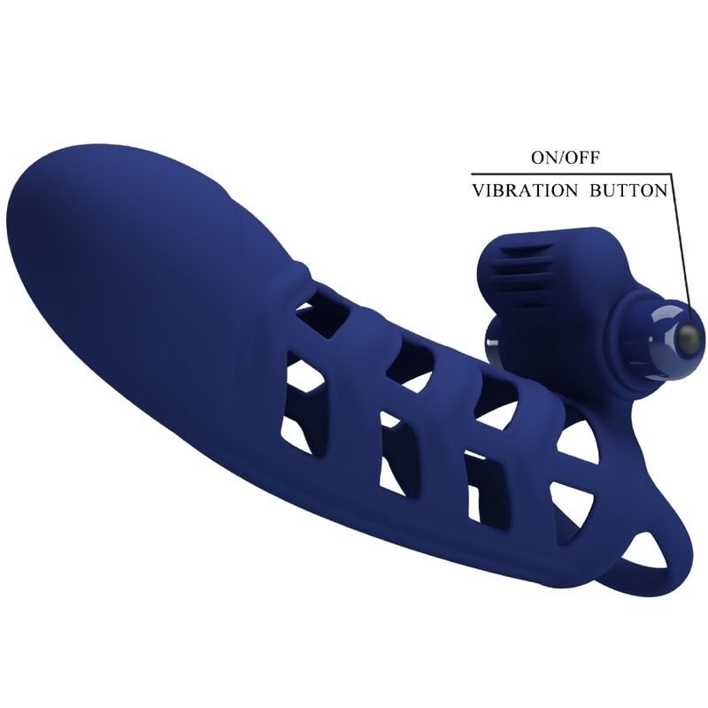 PRETTY LOVE - ALTAF ANELLO VIBRATORE CON GUAINA IN SILICONE BLU – Copri pene con estensione – foto 8