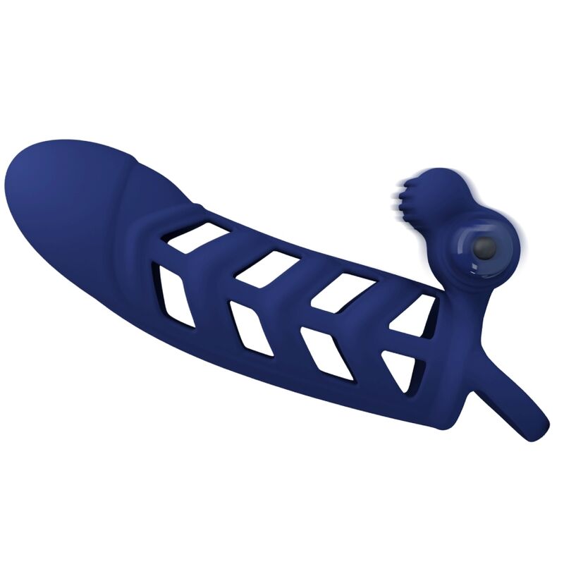 PRETTY LOVE - ALTAF ANELLO VIBRATORE CON GUAINA IN SILICONE BLU – Copri pene con estensione – foto 3