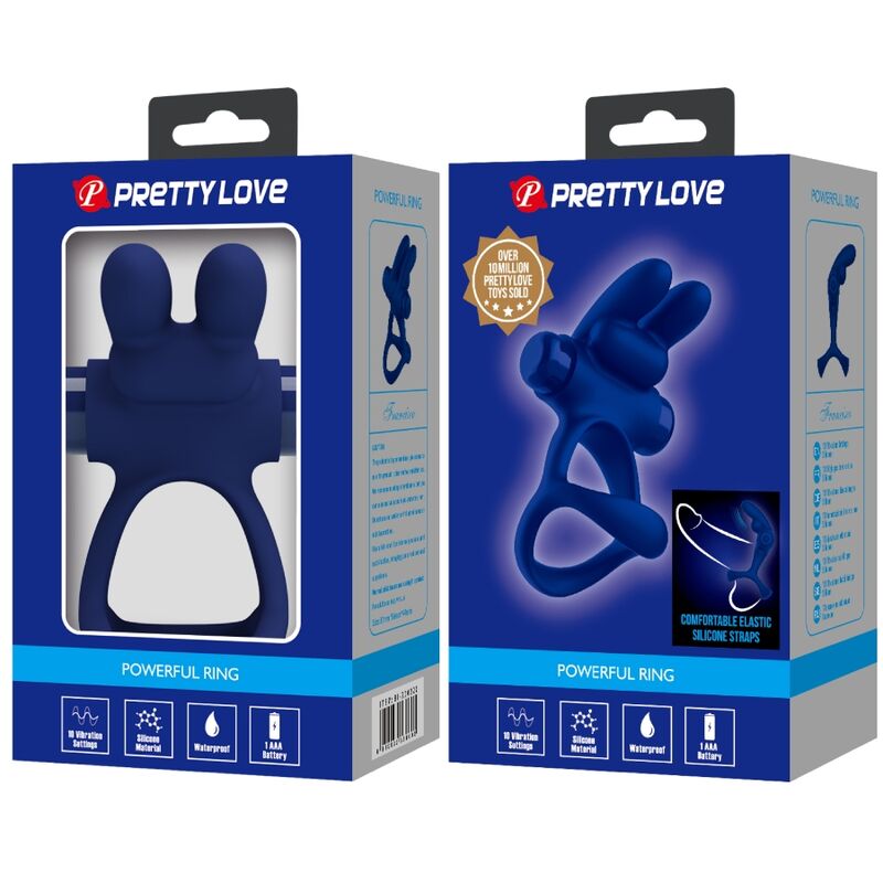 PRETTY LOVE - FRANCISCO ANELLO VIBRANTE DOPPIO BLU CONIGLIO – Cockring con vibrazione – foto 10