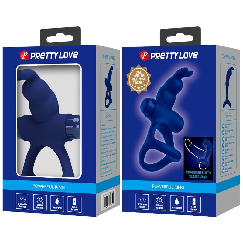 PRETTY LOVE - LUCHITO ANELLO VIBRANTE DOPPIO CONIGLIO BLU – Cockring con vibrazione – foto 10