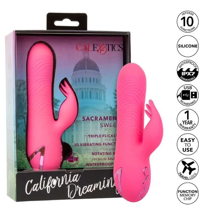 CALEXOTICS - SACRAMENTO SWEETIE VIBRATORE RABBIT PINK BY CALIFORNIA DREAMING – Vibratori di coniglio – foto 9