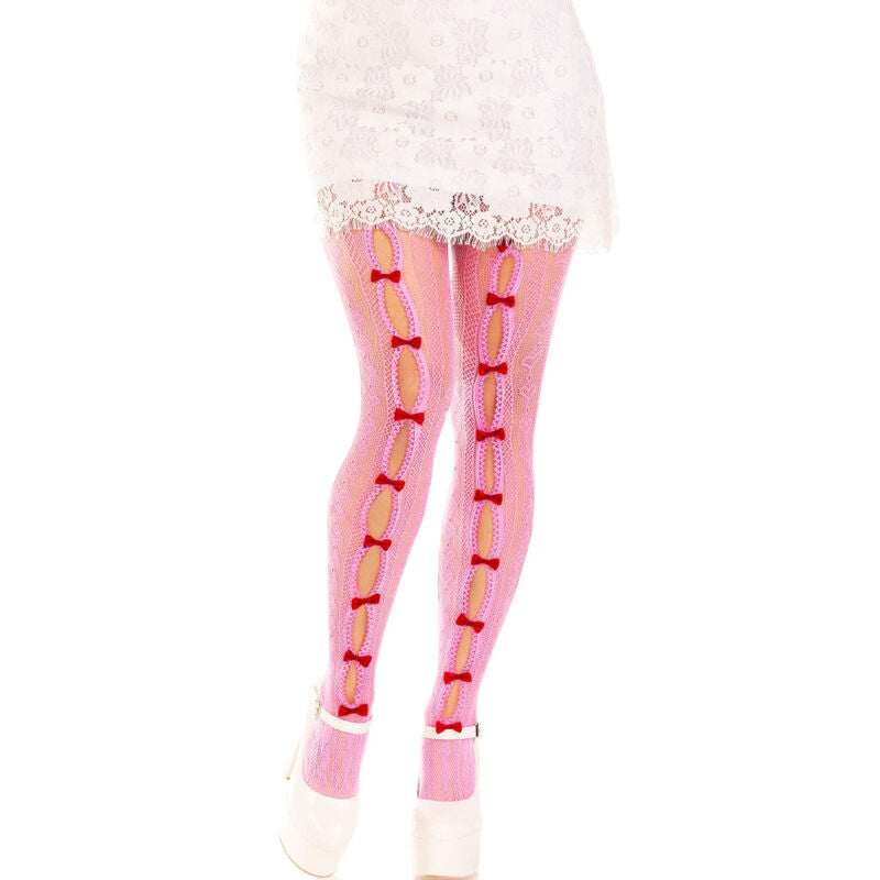 LEG AVENUE - CALZE CON APERTURE CUORE E FIOCCHI ROSA – Calzini