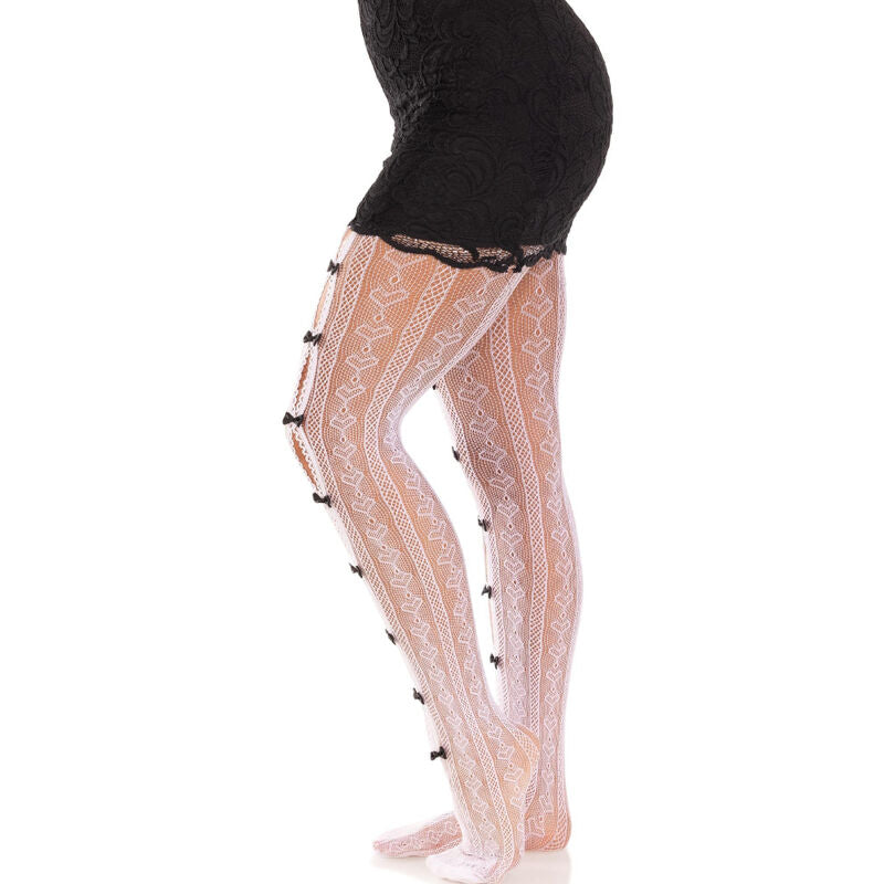 LEG AVENUE - CALZE CON APERTURE CUORE E FIOCCHI BIANCHI – Calzini – foto 3
