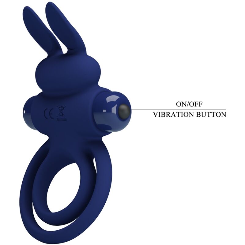 PRETTY LOVE - DAREY DOPPIO ANELLO VIBRANTE CONIGLIO BLU – Cockring con vibrazione – foto 7