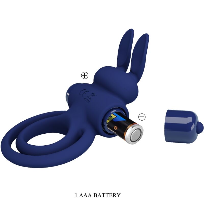 PRETTY LOVE - DAREY DOPPIO ANELLO VIBRANTE CONIGLIO BLU – Cockring con vibrazione – foto 8