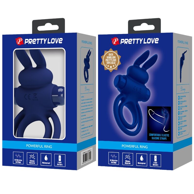 PRETTY LOVE - DAREY DOPPIO ANELLO VIBRANTE CONIGLIO BLU – Cockring con vibrazione – foto 9