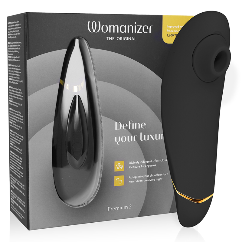WOMANIZER - PREMIUM 2 STIMOLATORE CLITORALE NERO – Stimolatore dell'aria nessuna vibrazione