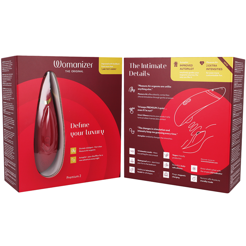WOMANIZER - PREMIUM 2 STIMOLATORE CLITORALE BORDEAUX – Stimolatore dell'aria nessuna vibrazione – foto 7