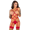 LIVCO CORSETTI FASHION - THIARA LC 20213 SET BODY + CALZE ROSSO L/XL – Babydoll con reggicalze
