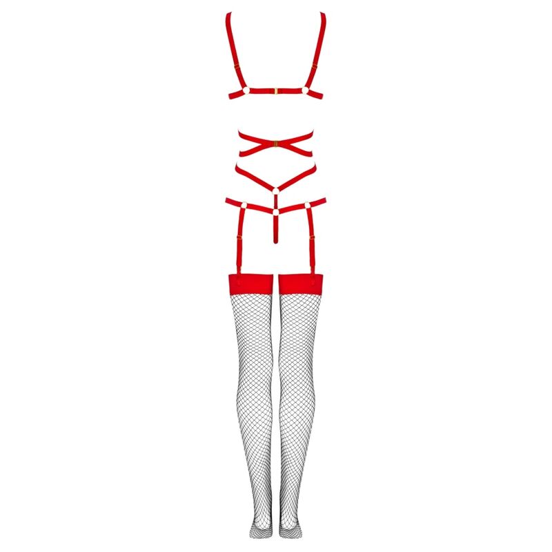 LIVCO CORSETTI FASHION - THIARA LC 20213 SET BODY + CALZE ROSSO L/XL – Babydoll con reggicalze – foto 7