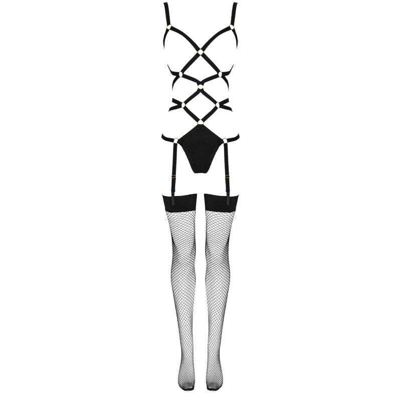 LIVCO CORSETTI FASHION - THIARA LC 20213 SET BODY + CALZE NERO L/XL – Babydoll con reggicalze – foto 6