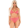 LEG AVENUE - TOP E SLIP CORALLO CON SPALLINE – Reggiseno e slip