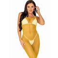 LEG AVENUE - ABITO LUNGO IN RETE GIALLO TAGLIA UNICA – Abiti sexy